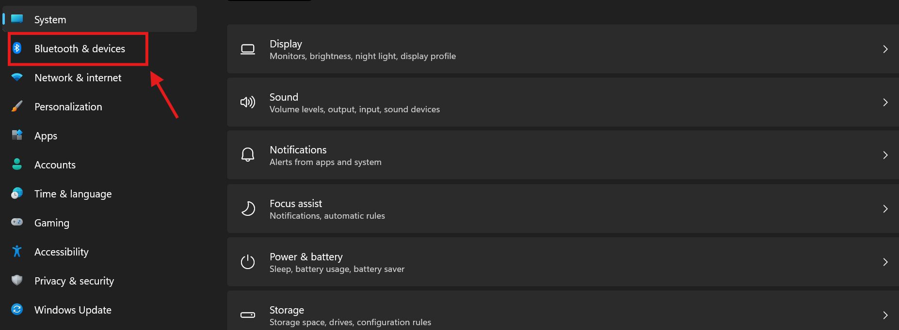 Settings Bluetooth & Devices